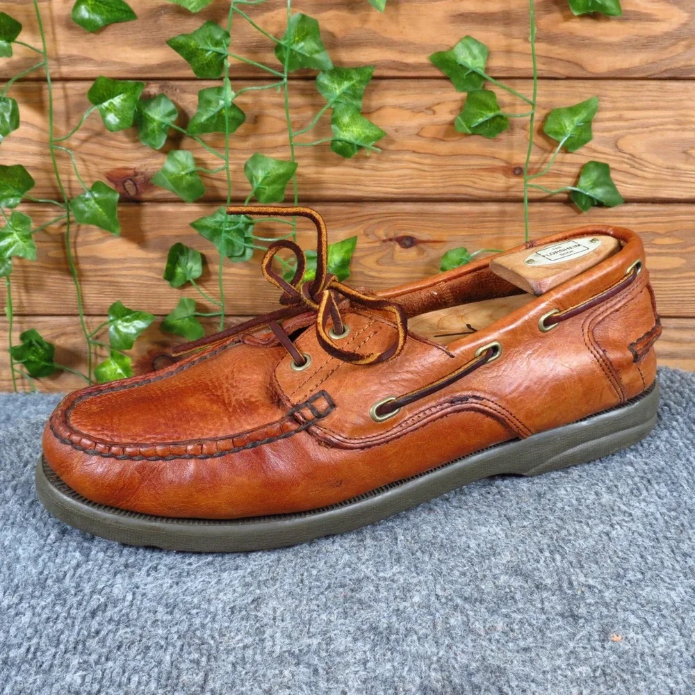 R.J. Colt Clipper Mens Boat Shoe 10.5 M Nautical Deck Loafer Brown Leather